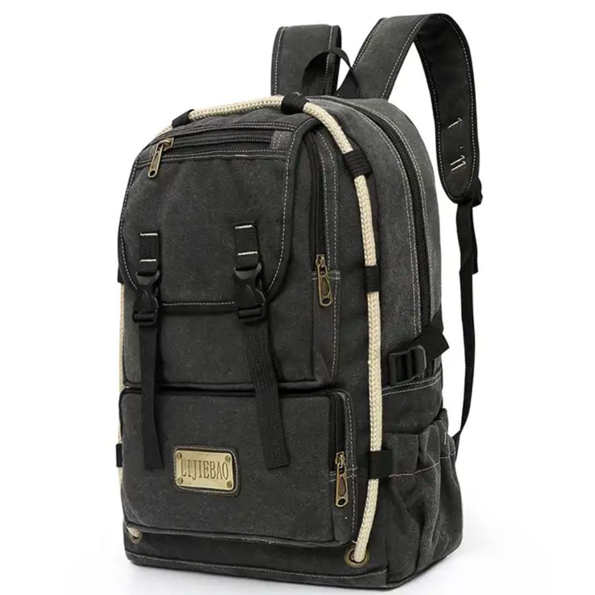 MV MOVAC - Mochila De Lona Expandible Vintage Gran Capacidad Para Hombre Y Mujer