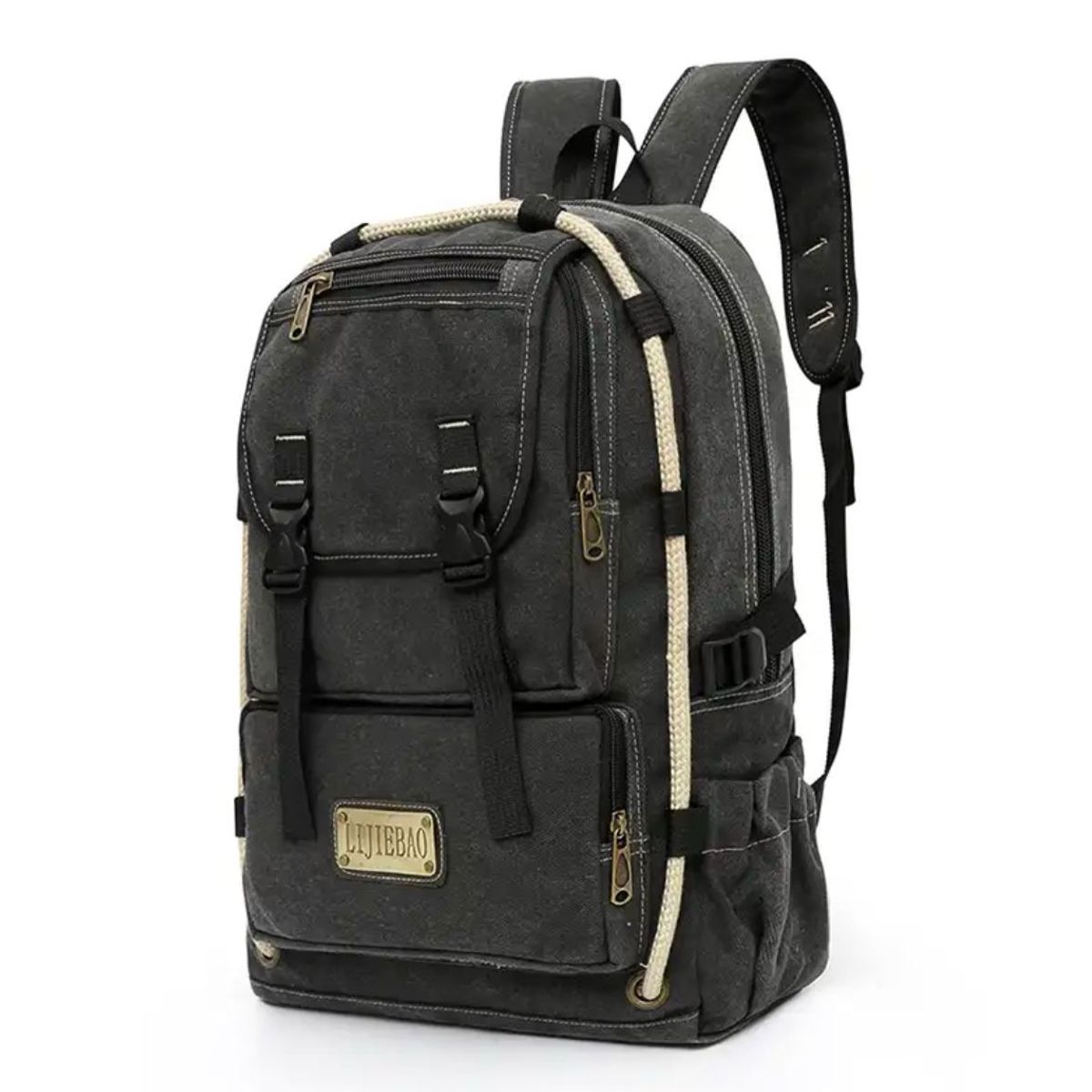 MV MOVAC - Mochila De Lona Expandible Vintage Gran Capacidad Para Hombre Y Mujer