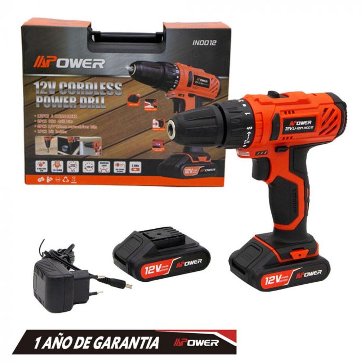 GENERICO - Taladro Inalambrico 12v 10mm 2 baterias 2ah+cargador+ maleta.