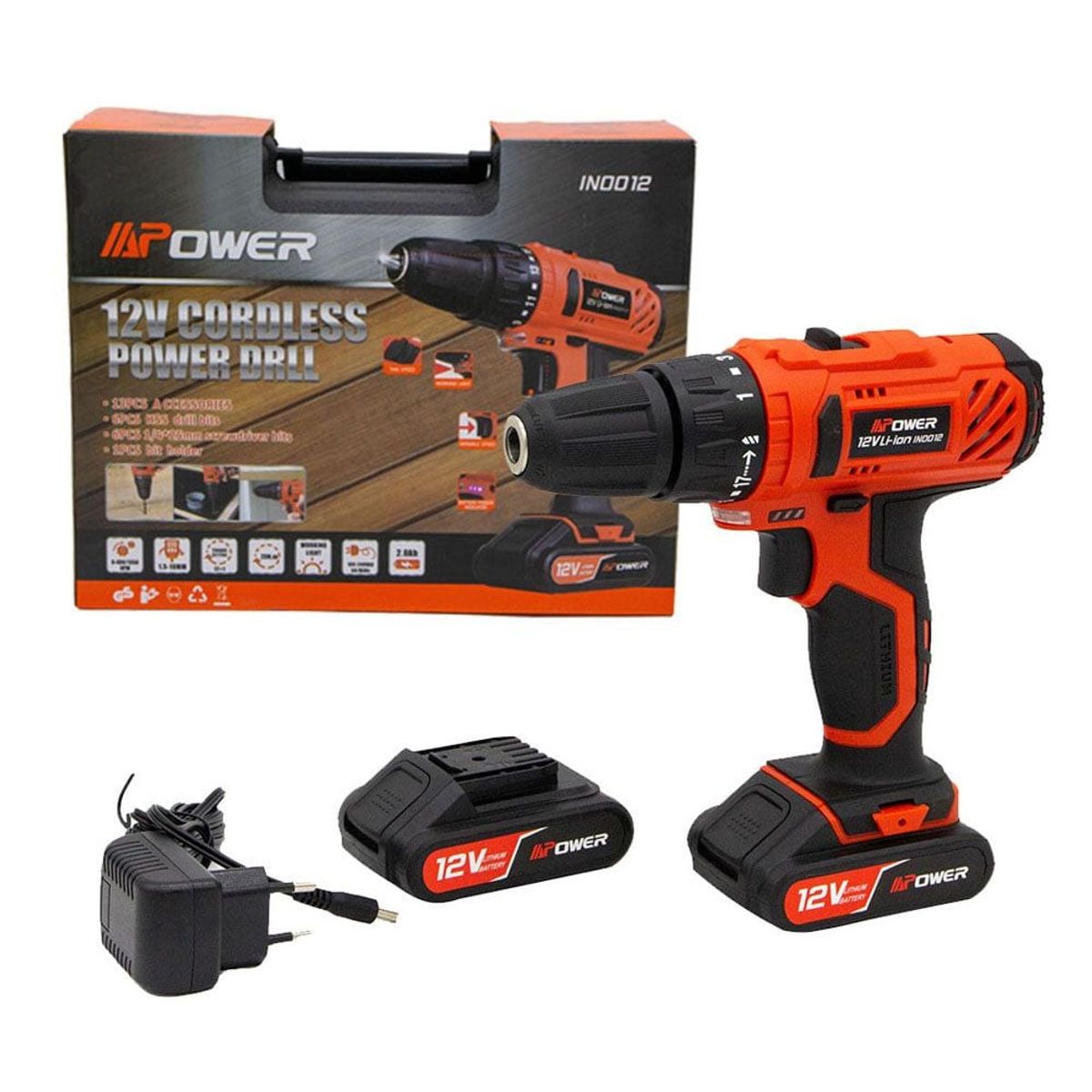 GENERICO - Taladro Inalambrico 12v 10mm 2 baterias 2ah+cargador+ maleta.