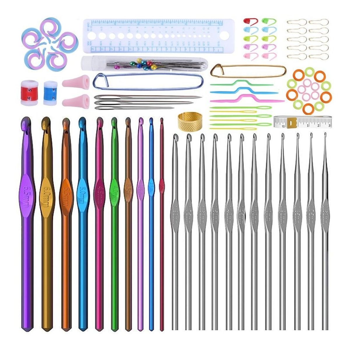 GENERICO - Set Crochet 100pcs Accesorios Ganchillo Amigurumi Tejer Diy