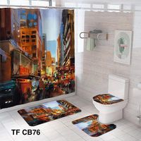 SET DE BAÑO COMPLETO 4 PIEZAS CON CORTINA IMPERMEABLE