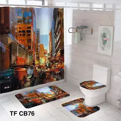 GENERICO - SET DE BAÑO COMPLETO 4 PIEZAS CON CORTINA IMPERMEABLE