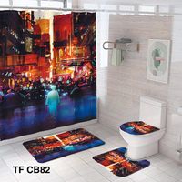 SET DE BAÑO COMPLETO 4 PIEZAS CON CORTINA IMPERMEABLE