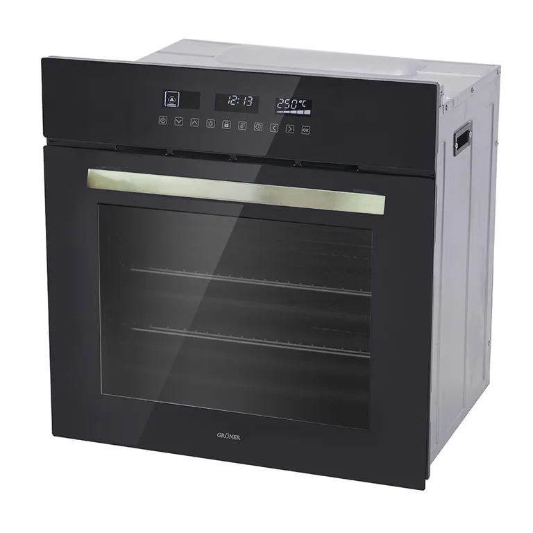 GRONER Horno Eléctrico Empotrable Gröner Black Touch Triple Vidrio 10F 60L…