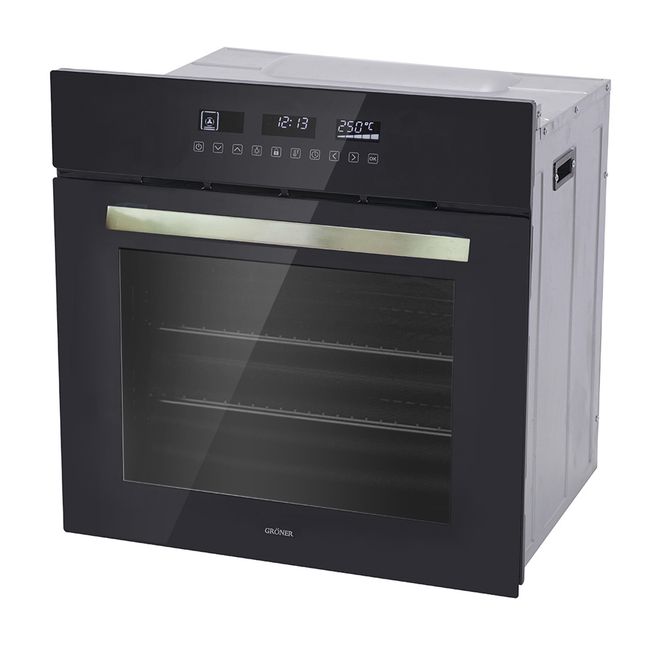 GRONER - Horno Eléctrico Empotrable Gröner Black Touch Triple Vidrio 10F 60L…