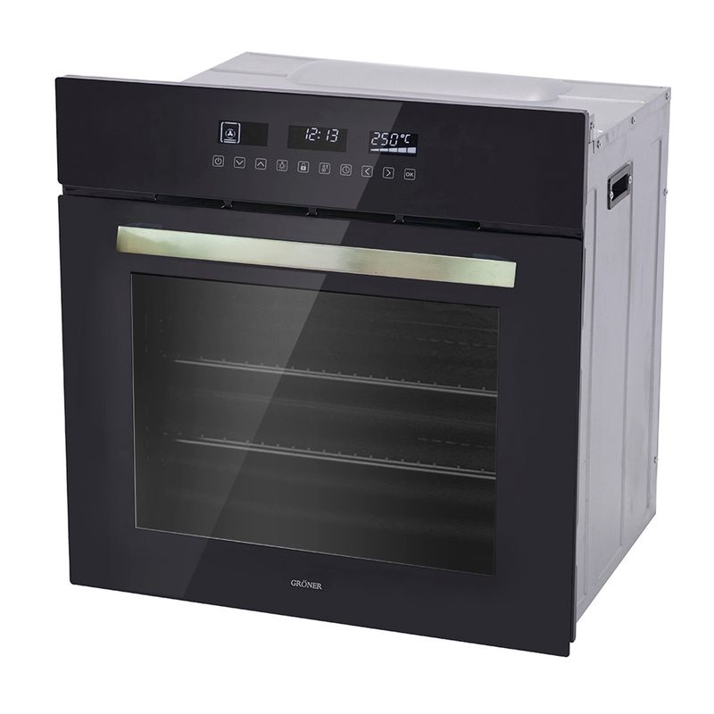 GRONER - Horno Eléctrico Empotrable Gröner Black Touch Triple Vidrio 10F 59L