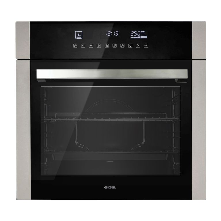 GRONER Horno Eléctrico Empotrable Gröner Inox Touch Triple Vidrio 10F 60L