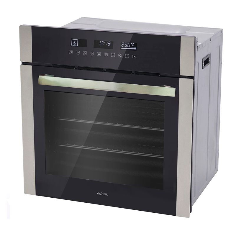 GRONER - Horno Eléctrico Empotrable Gröner Inox Touch Triple Vidrio 10F 59L