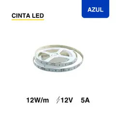DEMASLED - Cinta Led Tira Luz Azul Smd2835 12v 12w/m 60 Led/m 5m Ip33