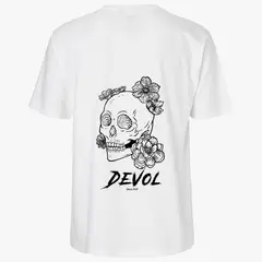 DEVOL COMPANY - Polera Gnarly Flowers Blanco Devol Logo Origin