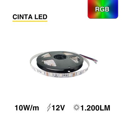 Imagen 2 del producto Cinta Led RGB Colores Tira 5m Smd5050 60 Leds/m 10w/m 12 Vdc