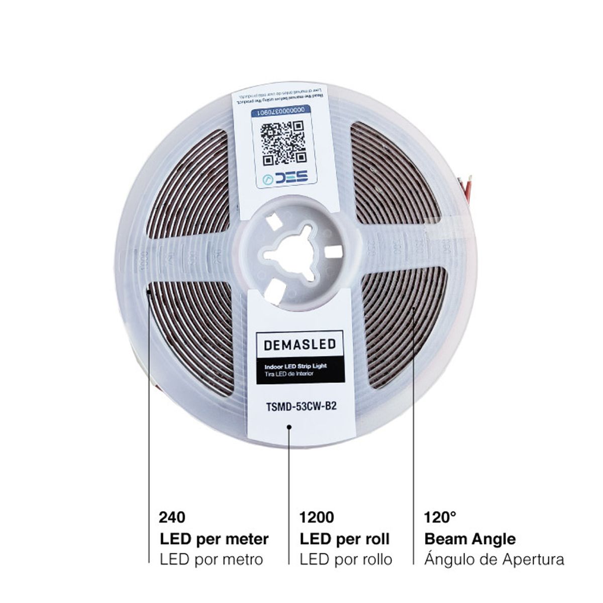 DEMASLED - Cinta Led Chip Smd2835 Tira 5m Luz Neutra 24 Vdc 240 Leds/m