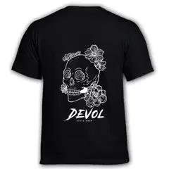 DEVOL COMPANY - Polera Gnarly Flowers Negra Devol Logo Octo