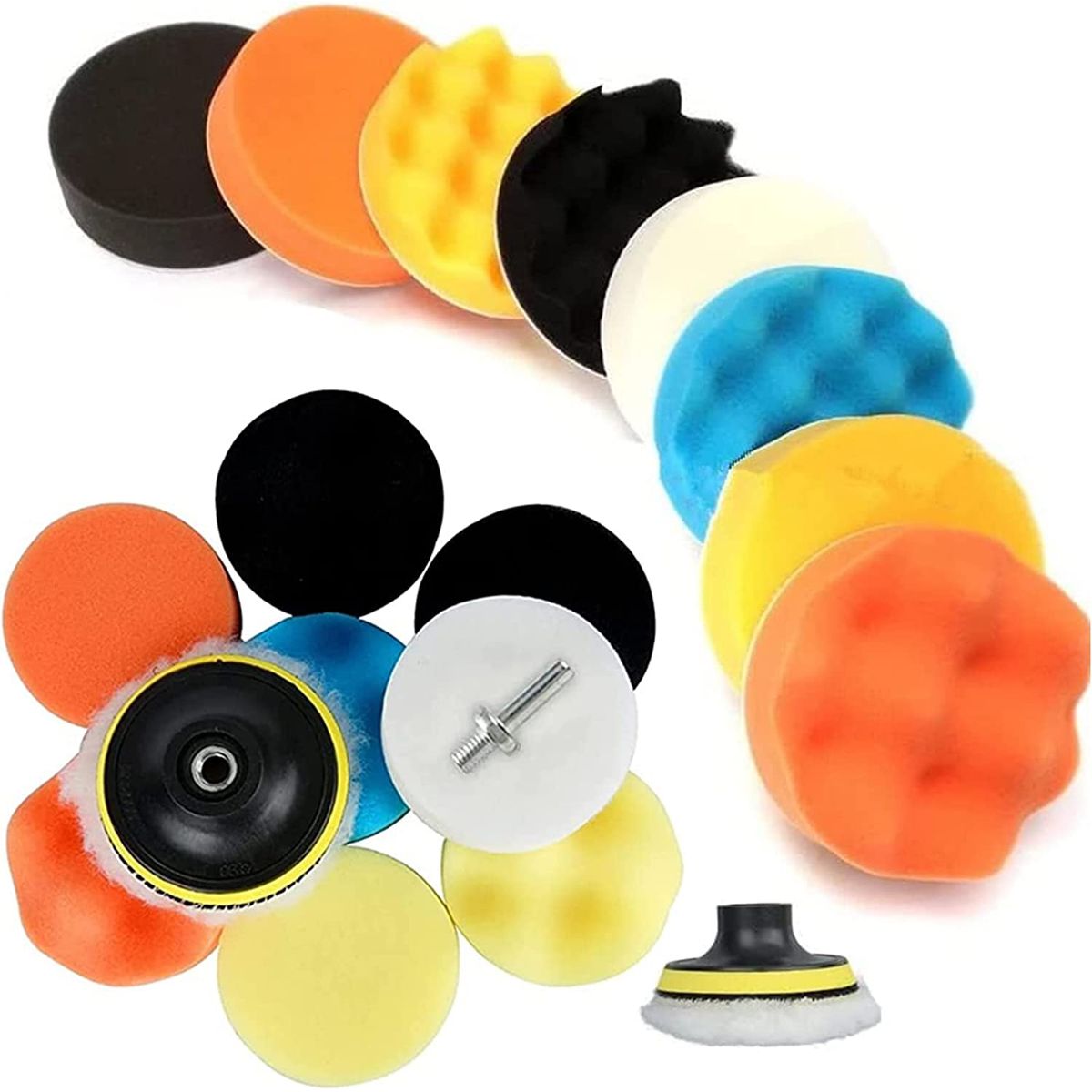 KUANGYE - Kit De 17 Accesorios Discos Esponjas Pulir Pulidoras Auto