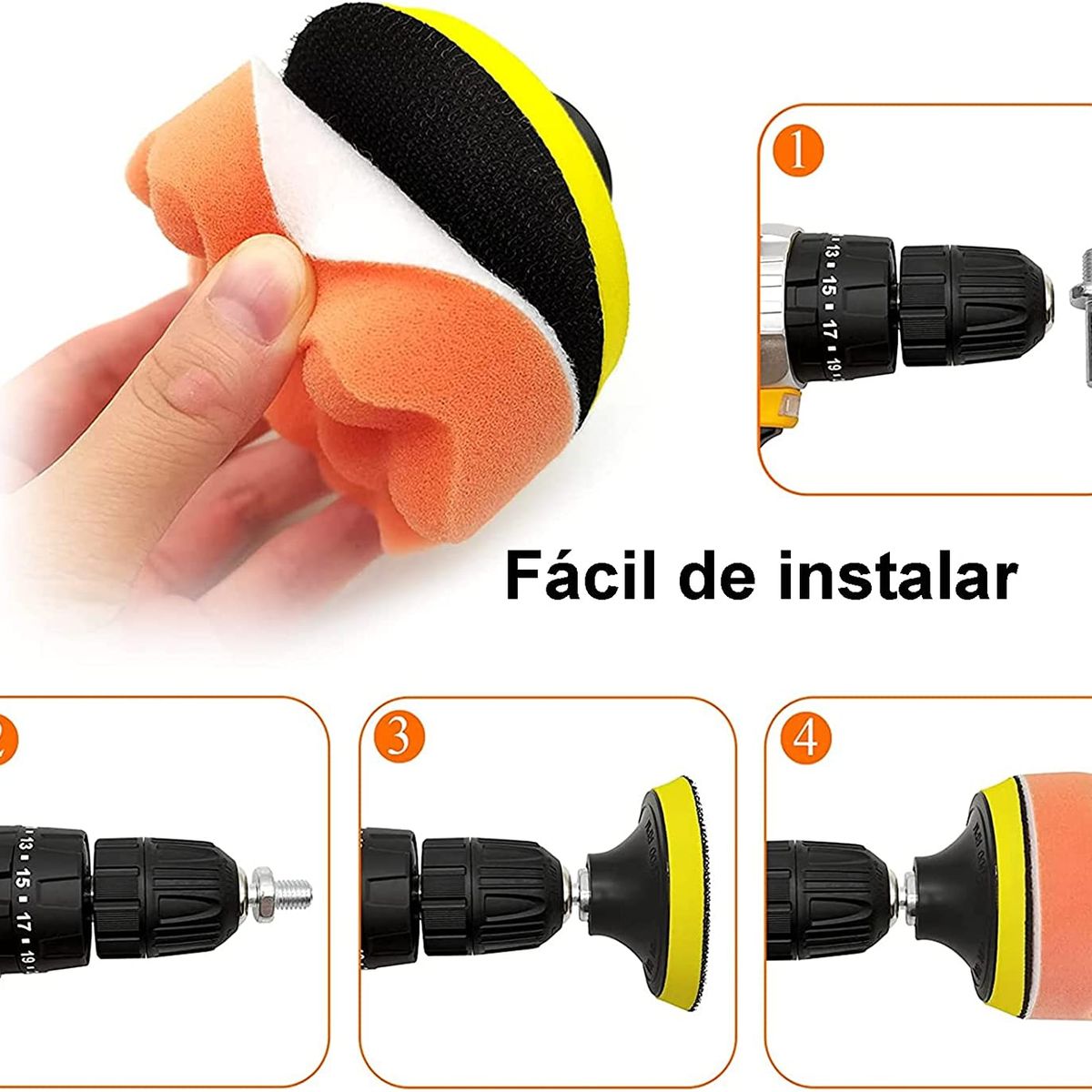 KUANGYE - Kit De 17 Accesorios Discos Esponjas Pulir Pulidoras Auto