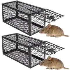 KUANGYE - 2 X Jaula Trampa Ratones Roedor De Metálico 24cmx11cm