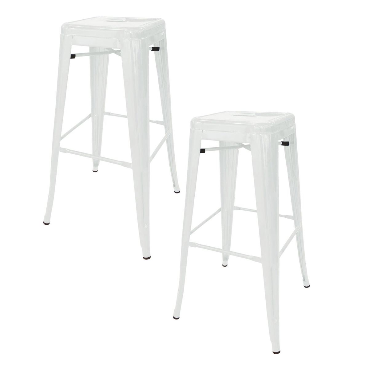 LUMAX - Pack 2 Taburetes Tolix Altos Piso de Bar Blanco