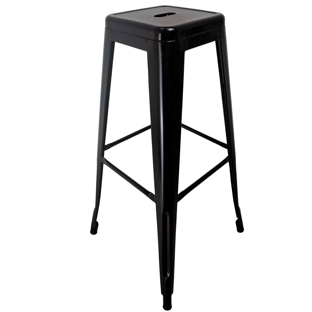 LUMAX - Pack 4 Taburetes Tolix Altos Piso de Bar Negro