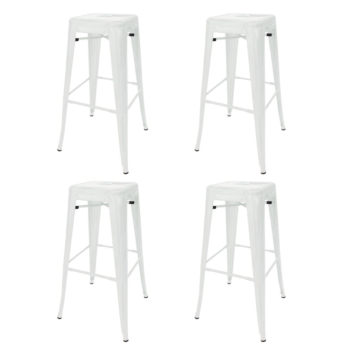 LUMAX - Pack 4 Taburetes Tolix Altos Piso de Bar Blanco
