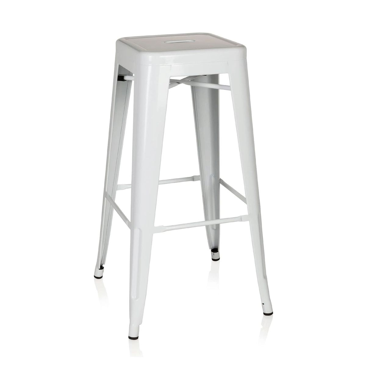 LUMAX - Pack 4 Taburetes Tolix Altos Piso de Bar Blanco