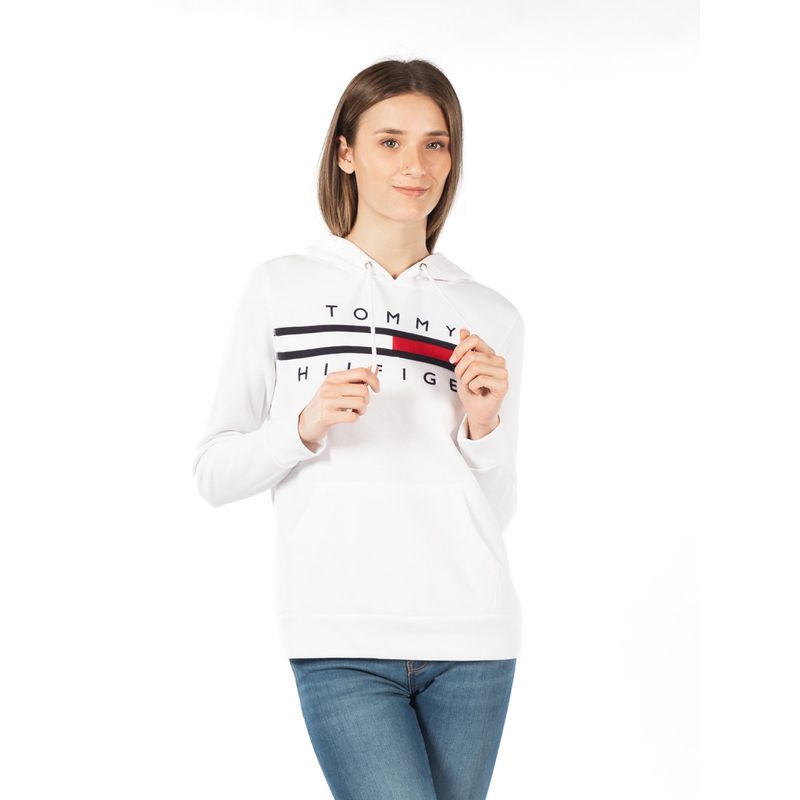 TOMMY HILFIGER - Polerón Hoodie Global Logo Blanco Tommy Hilfiger
