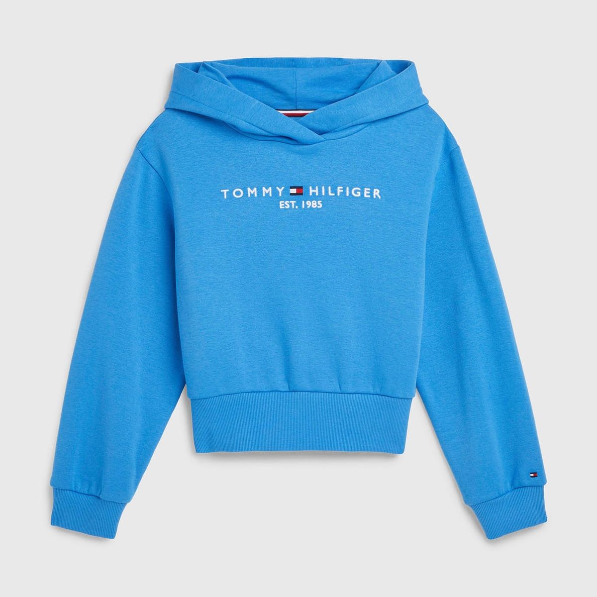 TOMMY HILFIGER - Polerón Hoodie Essential Con Logo Celeste Tommy Hilfiger