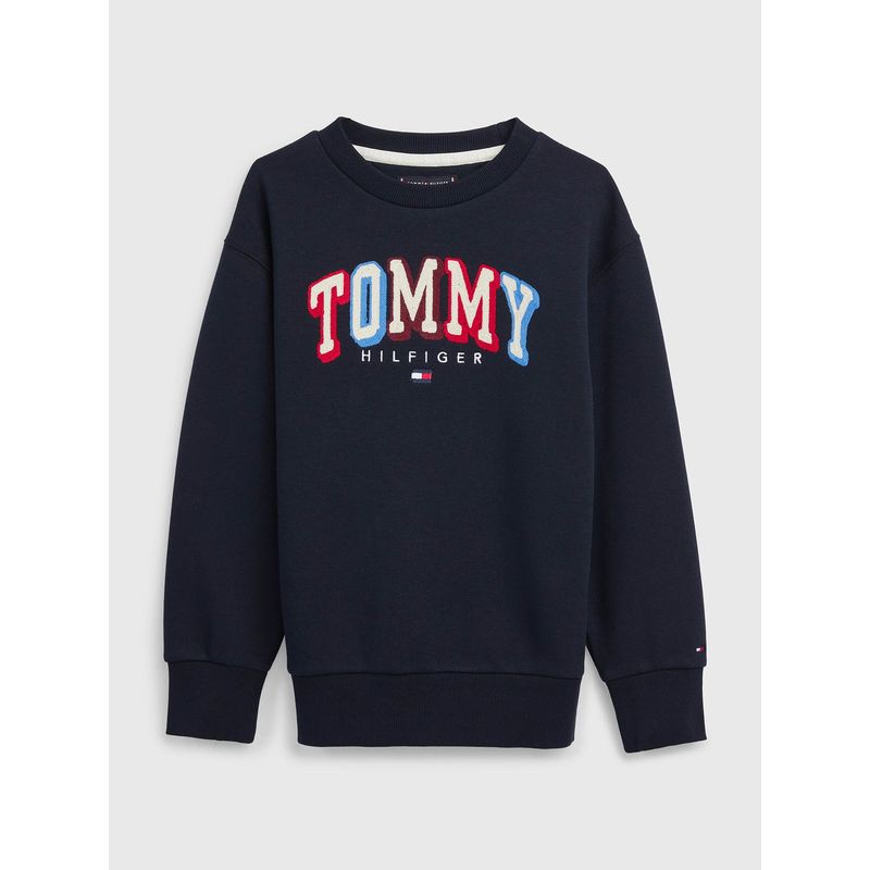 TOMMY HILFIGER - Polerón Fun Varsity Logo Azul Tommy Hilfiger