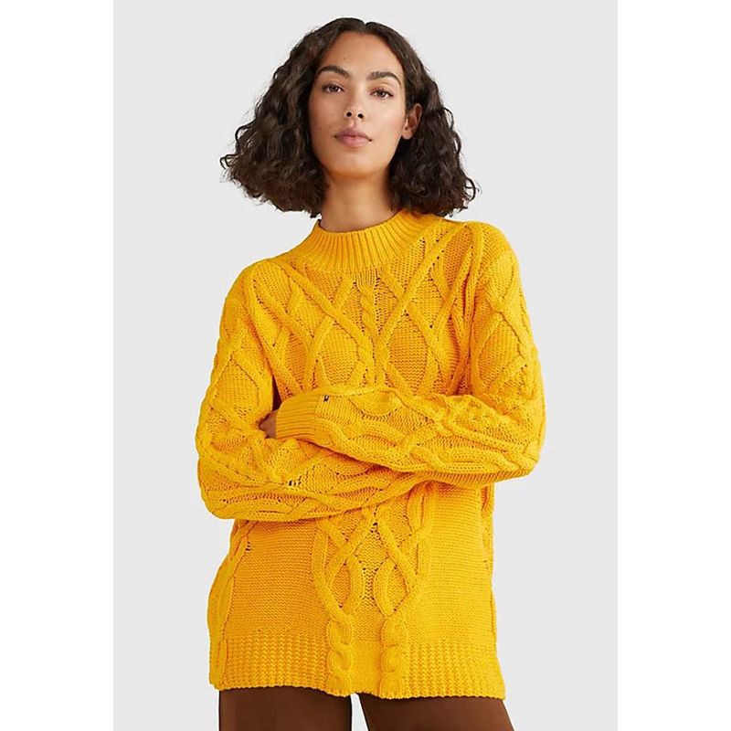 TOMMY HILFIGER - Sweater Relaxed Tejido Cable Amarillo Tommy Hilfiger