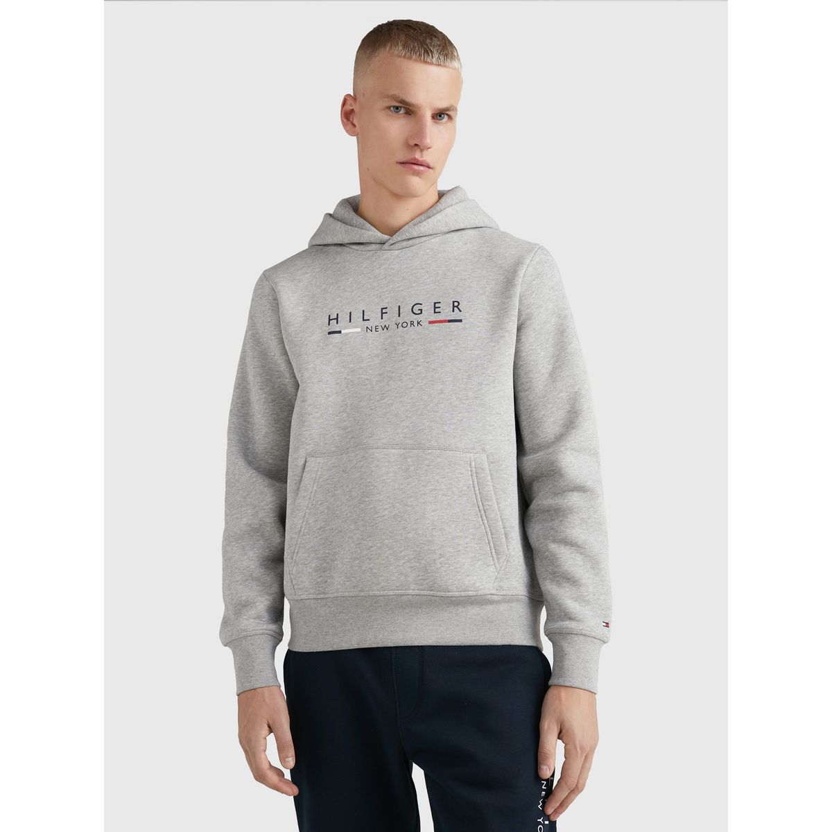 TOMMY HILFIGER - Polerón Hoodie New York Logo Gris Tommy Hilfiger