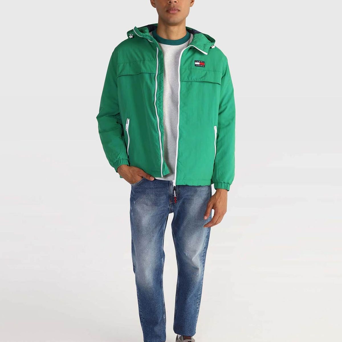 TOMMY HILFIGER - Cortavientos Chicago Solid Verde Tommy Jeans
