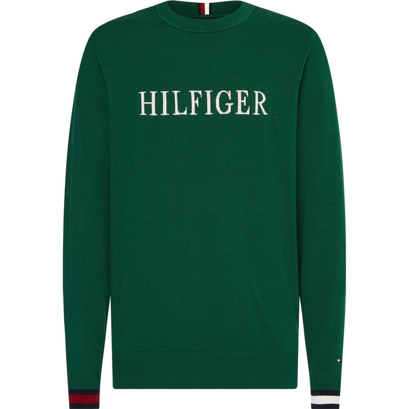 TOMMY HILFIGER - Sweater Heritage Logo Verde Tommy Hilfiger
