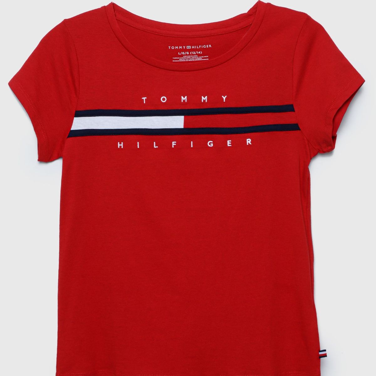 TOMMY HILFIGER - Polera Pieced Flag Logo Niña Rojo Tommy Hilfiger
