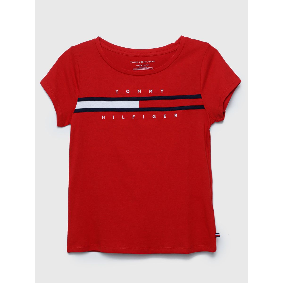 TOMMY HILFIGER - Polera Pieced Flag Logo Niña Rojo Tommy Hilfiger