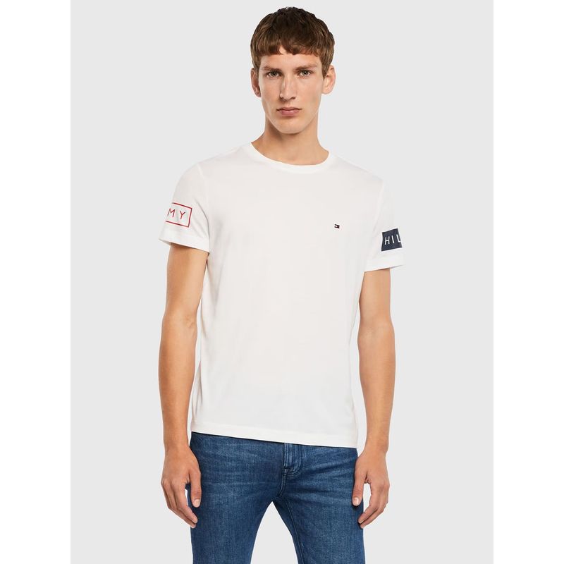 TOMMY HILFIGER - Polera Sleeve Graphic Logo Blanco Tommy Hilfiger.