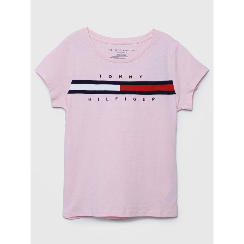 TOMMY HILFIGER - Polera Pieced Flag Logo Rosado Niña Tommy Hilfiger