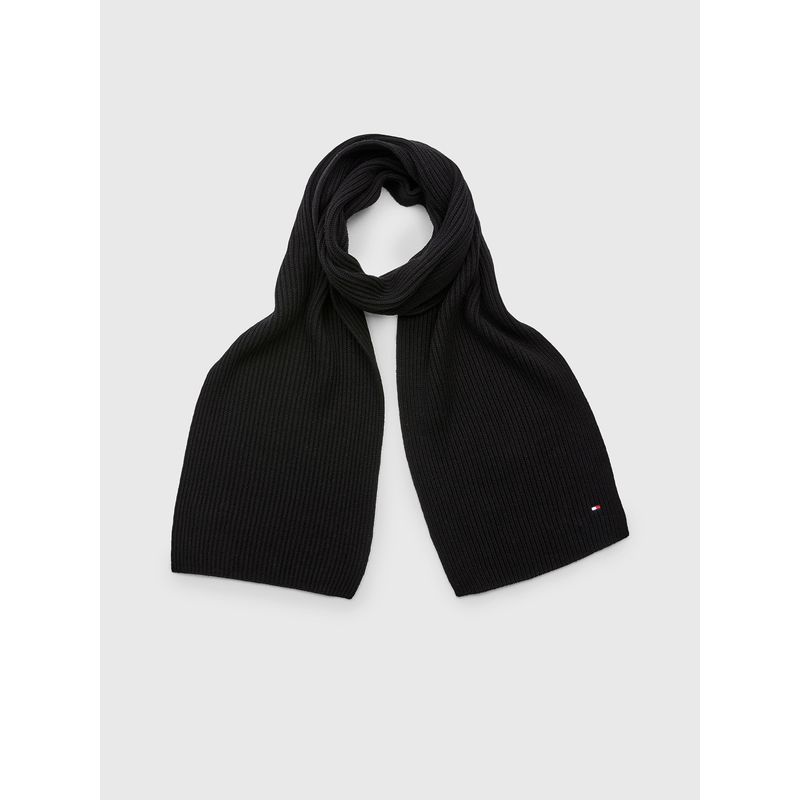 TOMMY HILFIGER - Bufanda Essential De Punto Elástico Negro Tommy Hilfiger