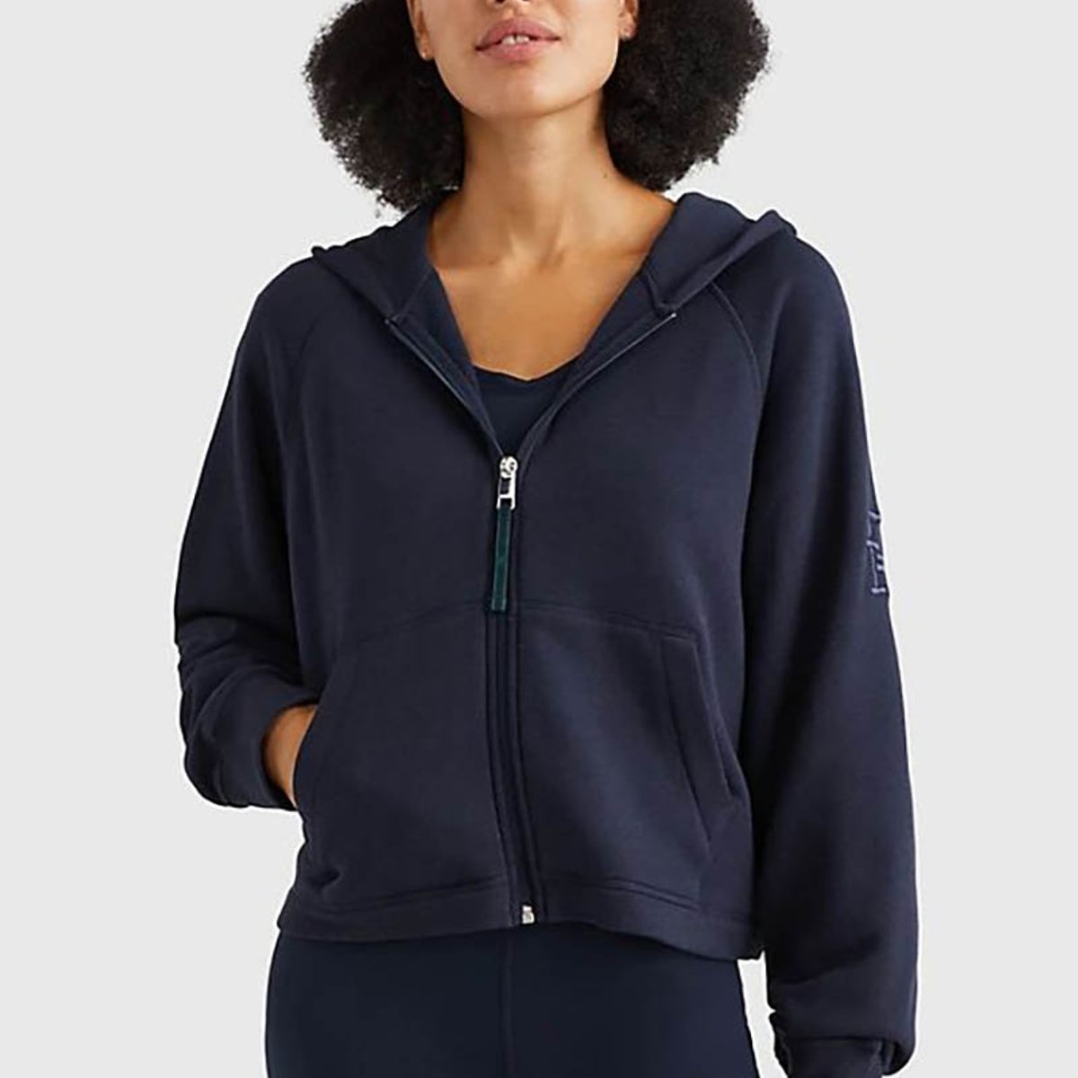 TOMMY HILFIGER - Polerón Hoodie Sport Con Cierre Azul Tommy Hilfiger