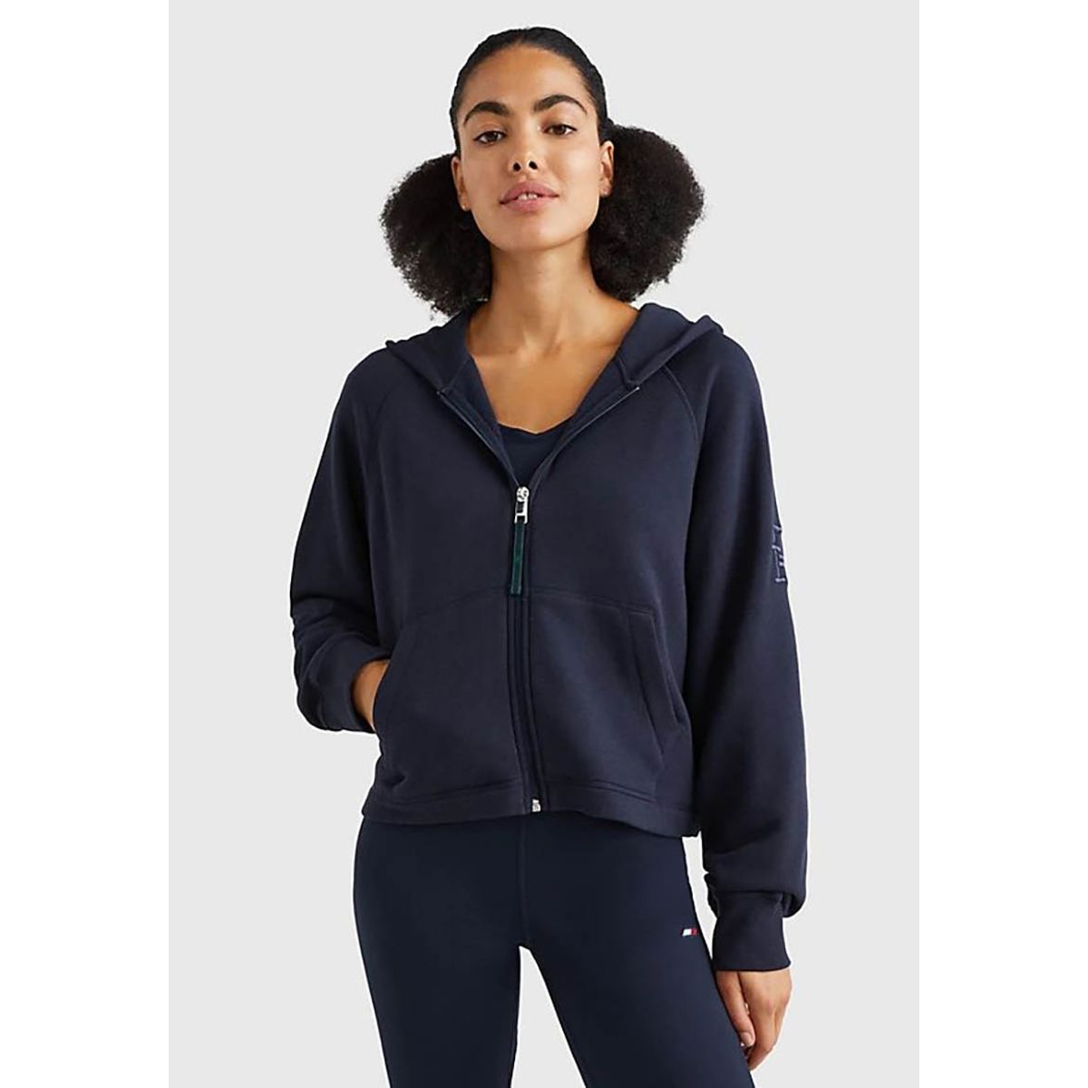 TOMMY HILFIGER - Polerón Hoodie Sport Con Cierre Azul Tommy Hilfiger