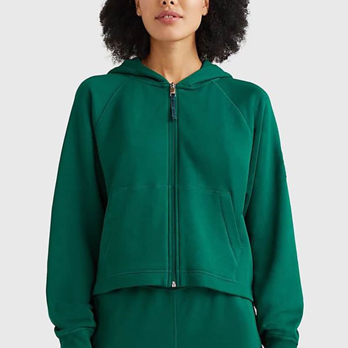 TOMMY HILFIGER - Polerón Hoodie Sport Con Cierre Verde Tommy Hilfiger
