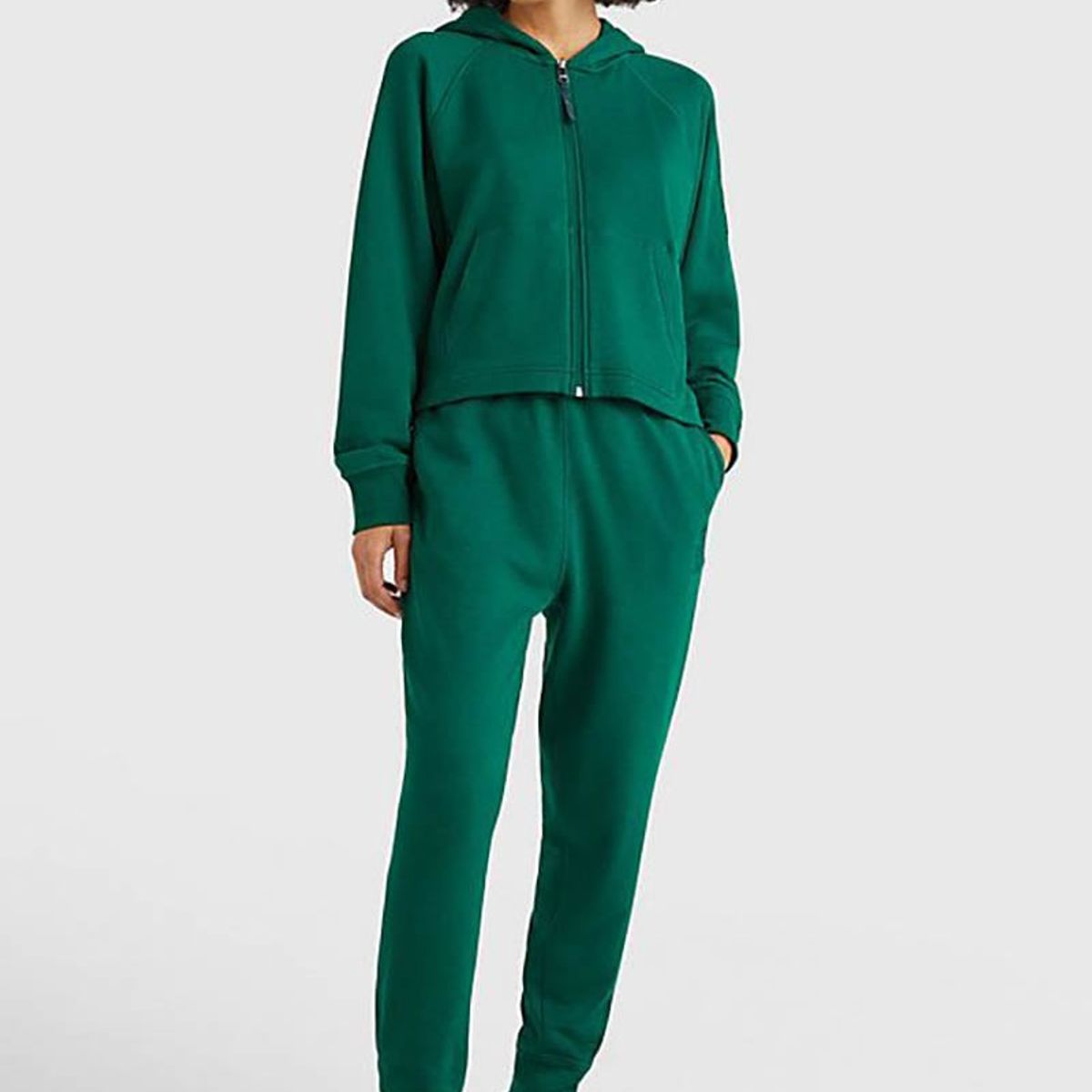 TOMMY HILFIGER - Polerón Hoodie Sport Con Cierre Verde Tommy Hilfiger