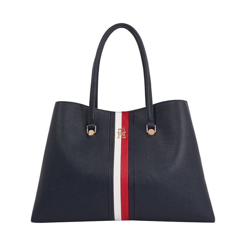 TOMMY HILFIGER - Cartera Satchel Emblem Corporate Azul Tommy Hilfiger