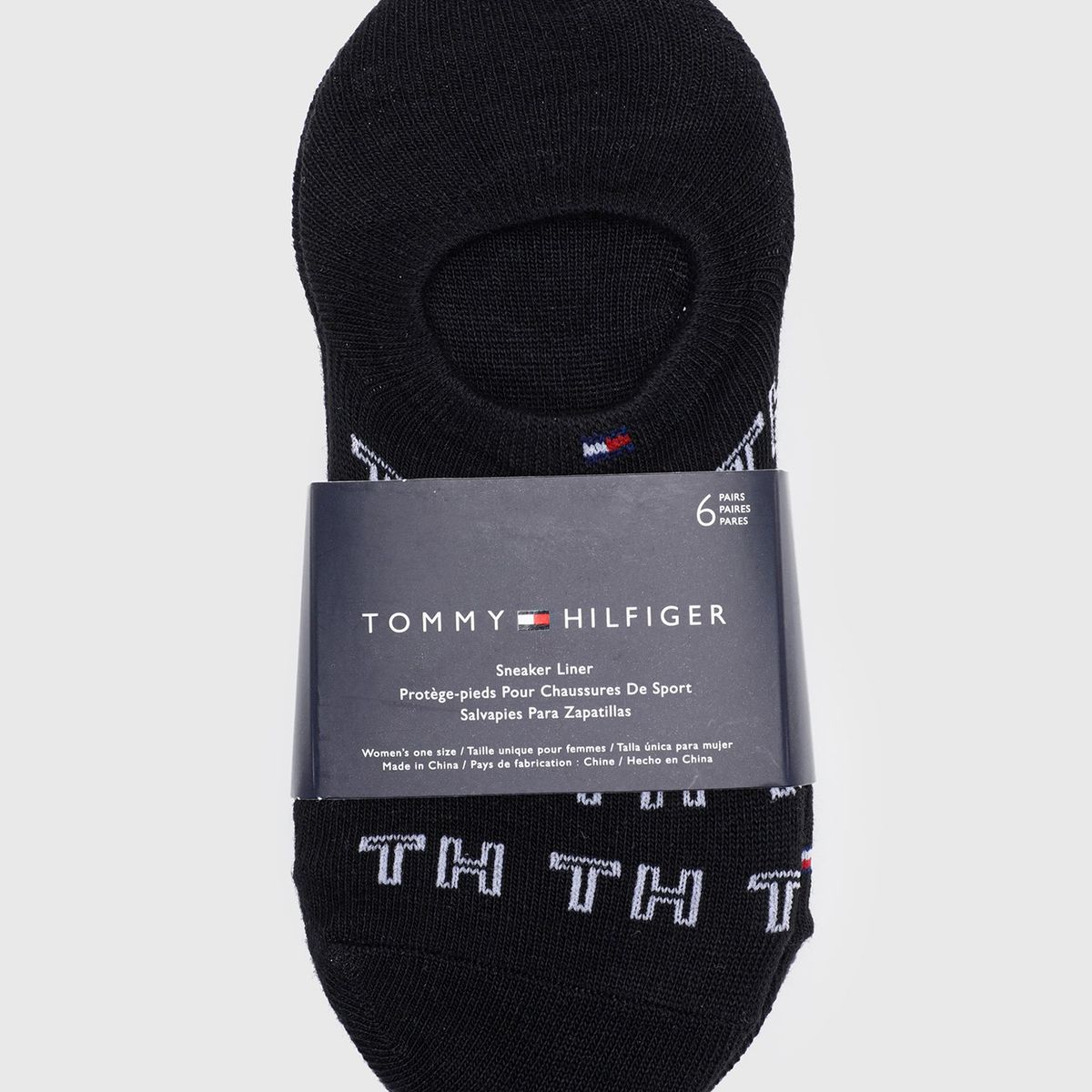 TOMMY HILFIGER - Pack De 6 Calcetines Sport Con Print Y Logo Negro Tommy Hilfiger