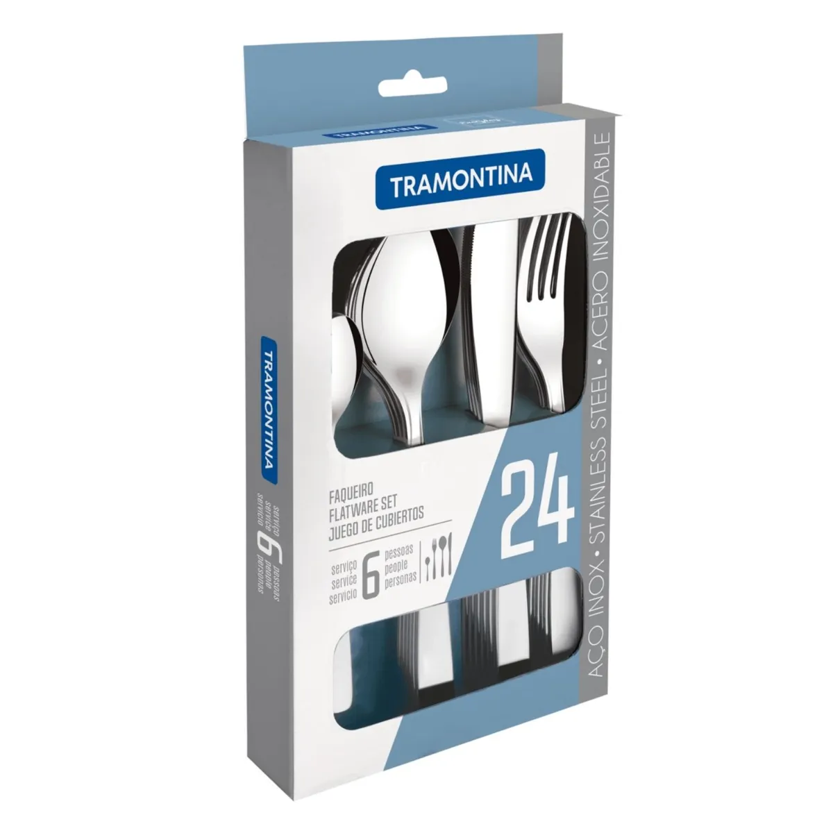 TRAMONTINA - Juego de Cubiertos Acero Inoxidable Cosmos 24 Piezas