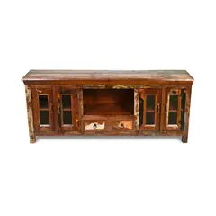 MEYA MUEBLES - Rack Pangon madera reciclada y vidrio muy resistente 70x170x40