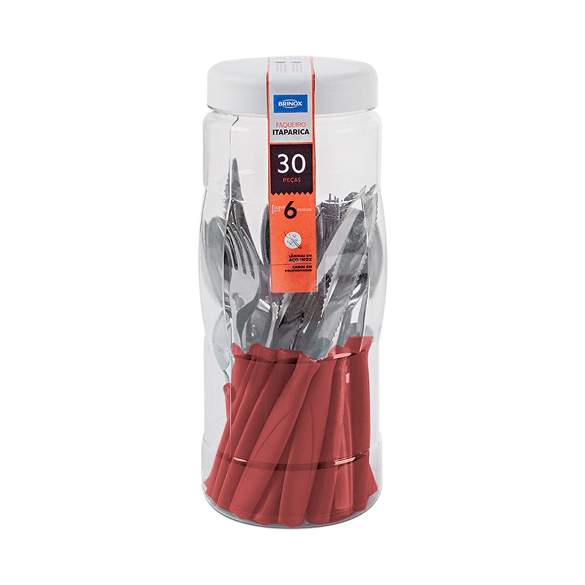 BRINOX - Juego de Cubiertos 30 Piezas Brinox Itaparica Rojo