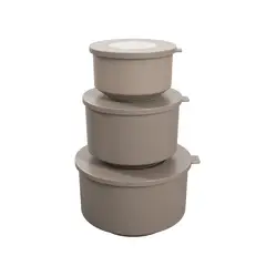 COZA - Set x3 Contenedores de Plastico 500ml 1L 2L Gris