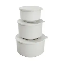 COZA - Set x3 Contenedores de Plastico 500ml, 1L, 2L Blanco.