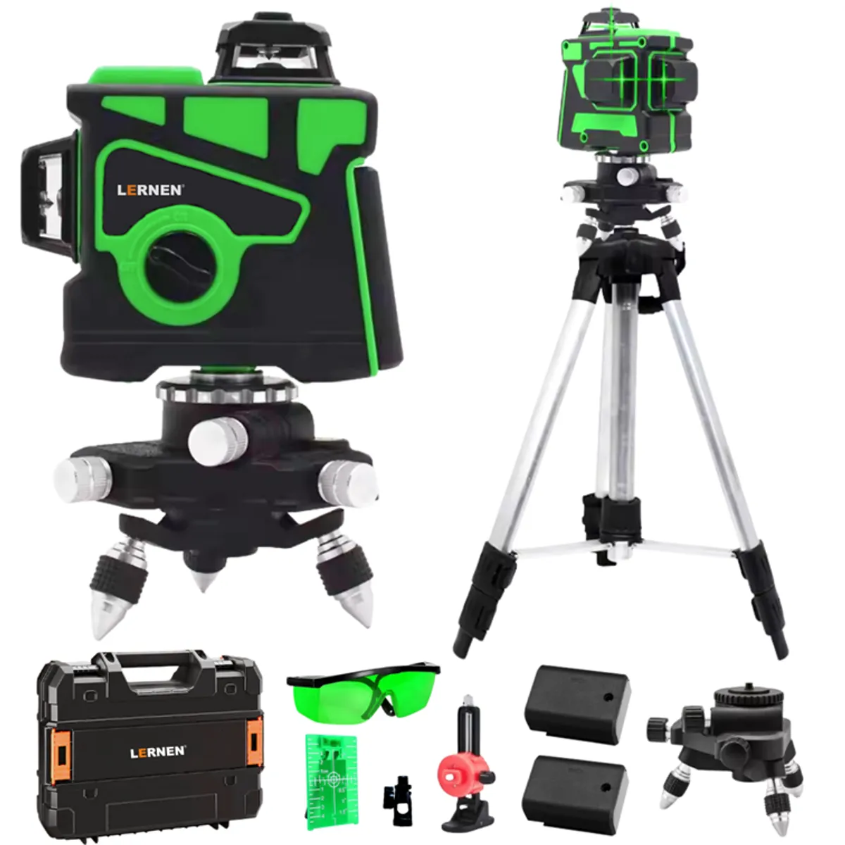 LERNEN - Nivel Laser Profesional 12 Líneas + Maletín + Trípode + 2 Baterías