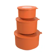 COZA - Set x3 Contenedores de Plastico 500ml 1L 2L Naranja